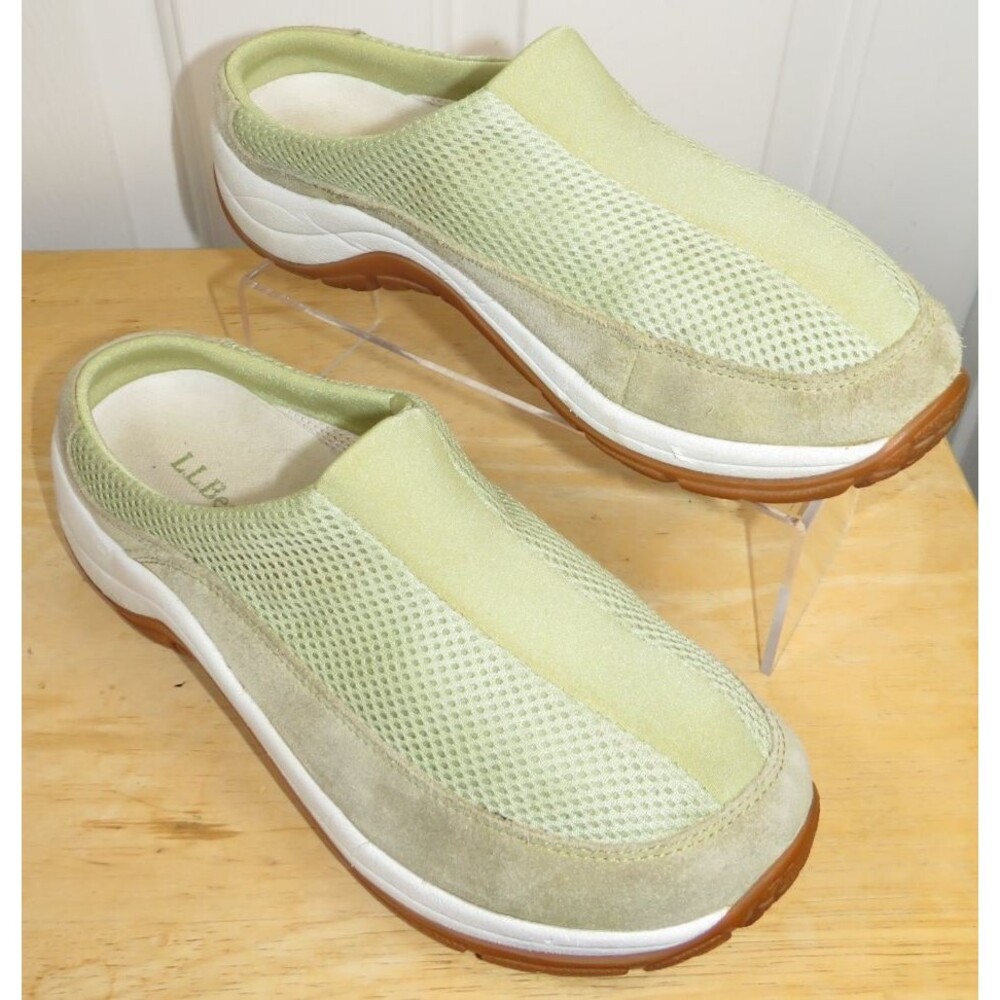 L.L. Bean Avocado Suede & Mesh Comfort Mules Women's 9 Medium Slip Ons